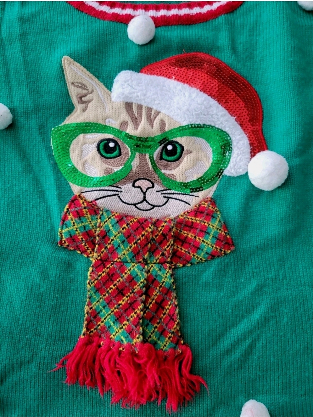 United States Sweaters Sophisticated Kitty Cat Ugly Christmas Meowy Sequins XL - Picture 4 of 10